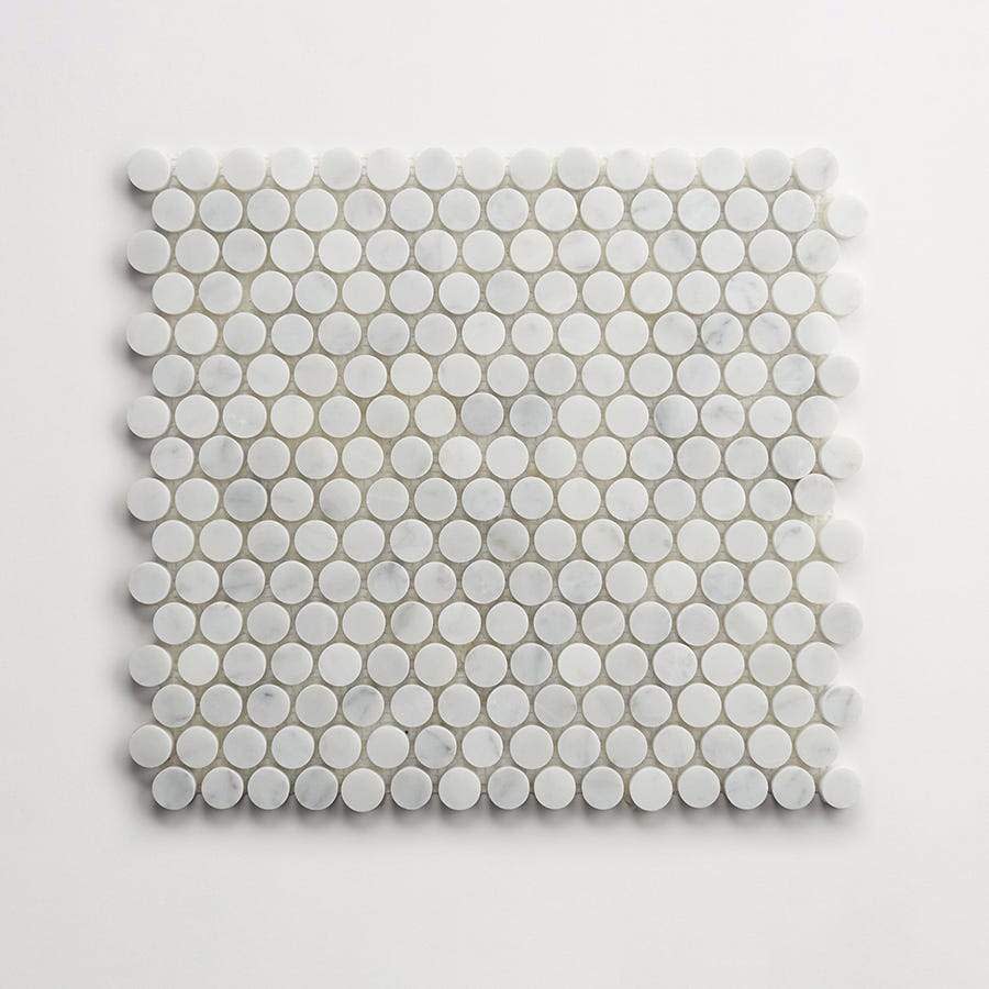 clé carrara | penny rounds mosaic sheet ~ ¾"x¾"x⅜" - Image 5