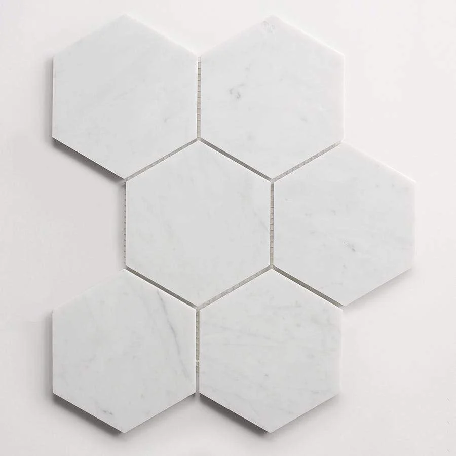 clé carrara | six hex mosaic sheet ~ 5"x5¾"x⅜" - Image 4