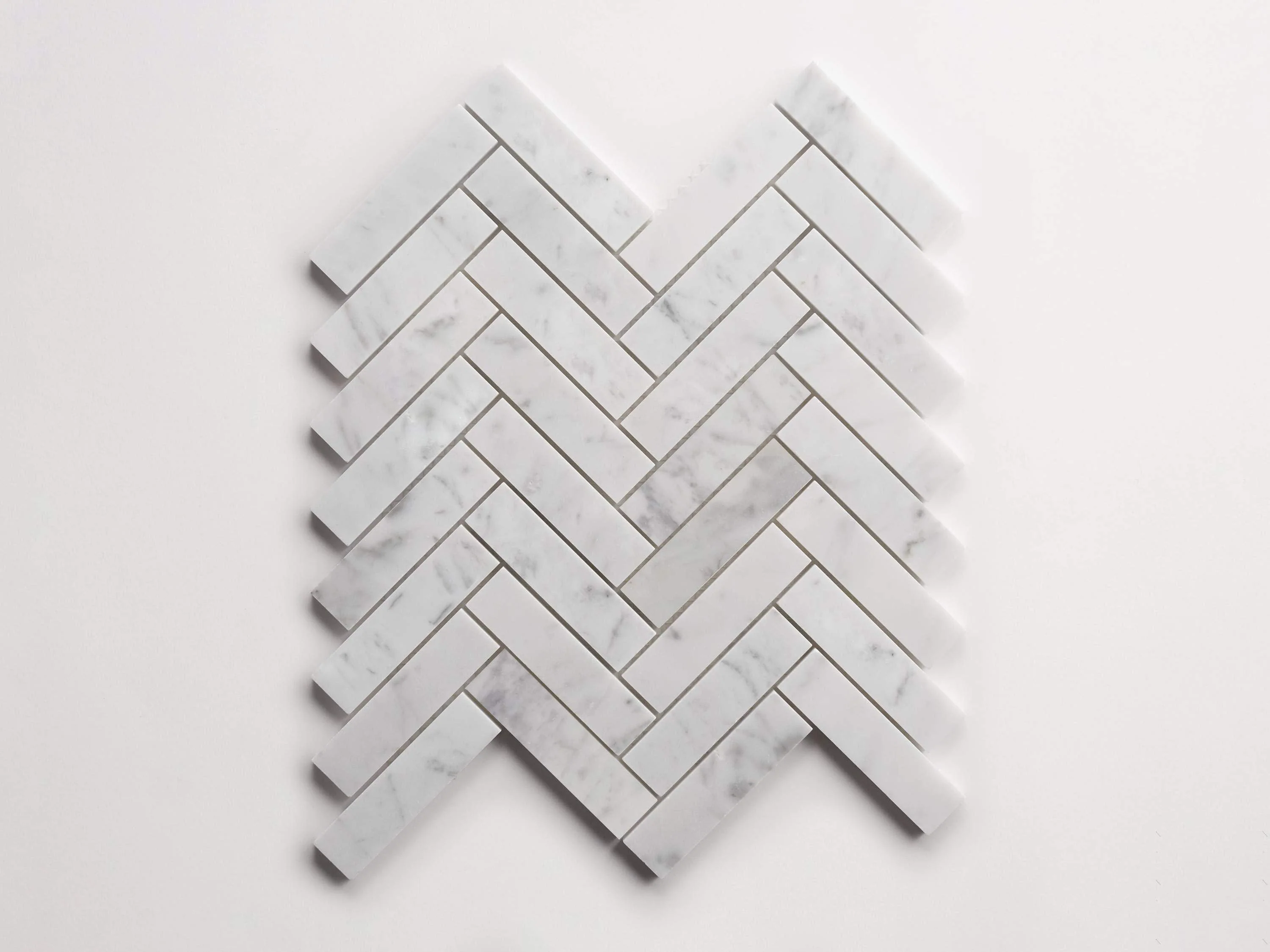 clé carrara | herringbone mosaic sheet ~ 1"x3¾"x⅜" - Image 3