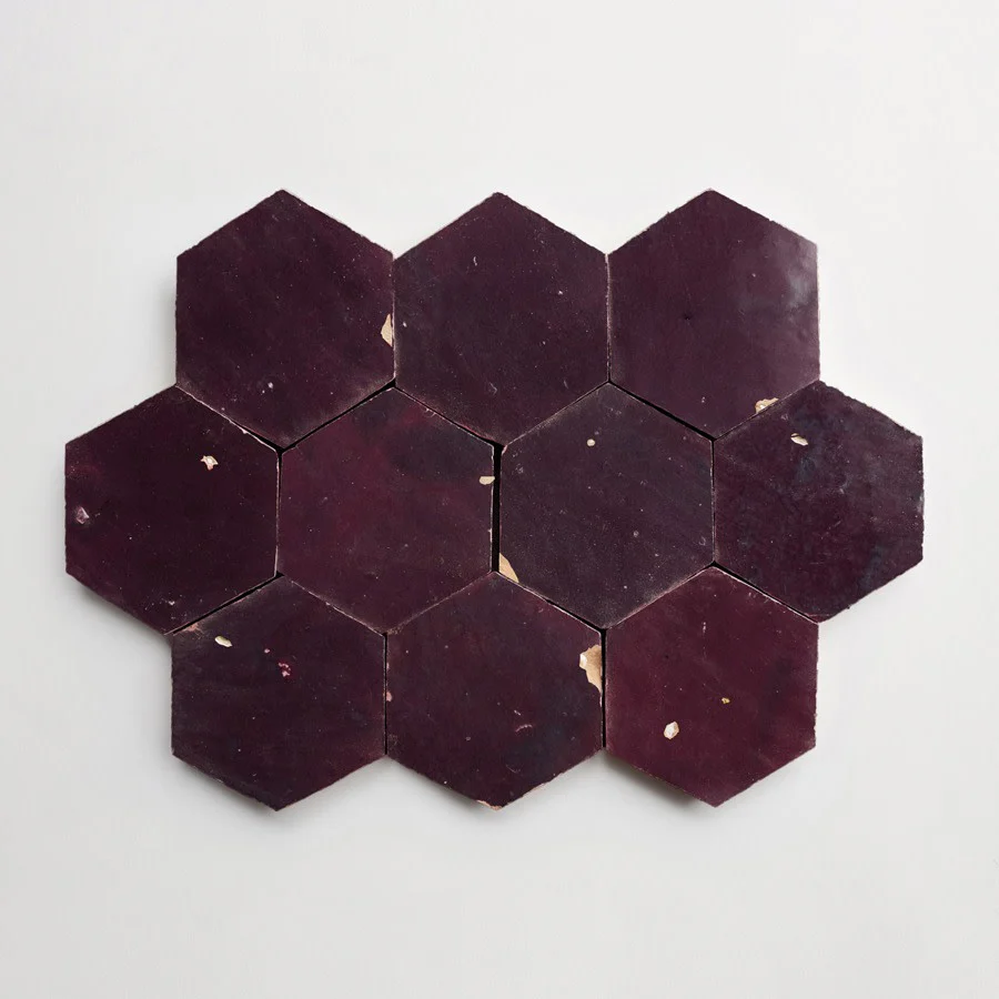 zellige | midnight port | hex ~ 3½"x4"x⅜" - Image 6