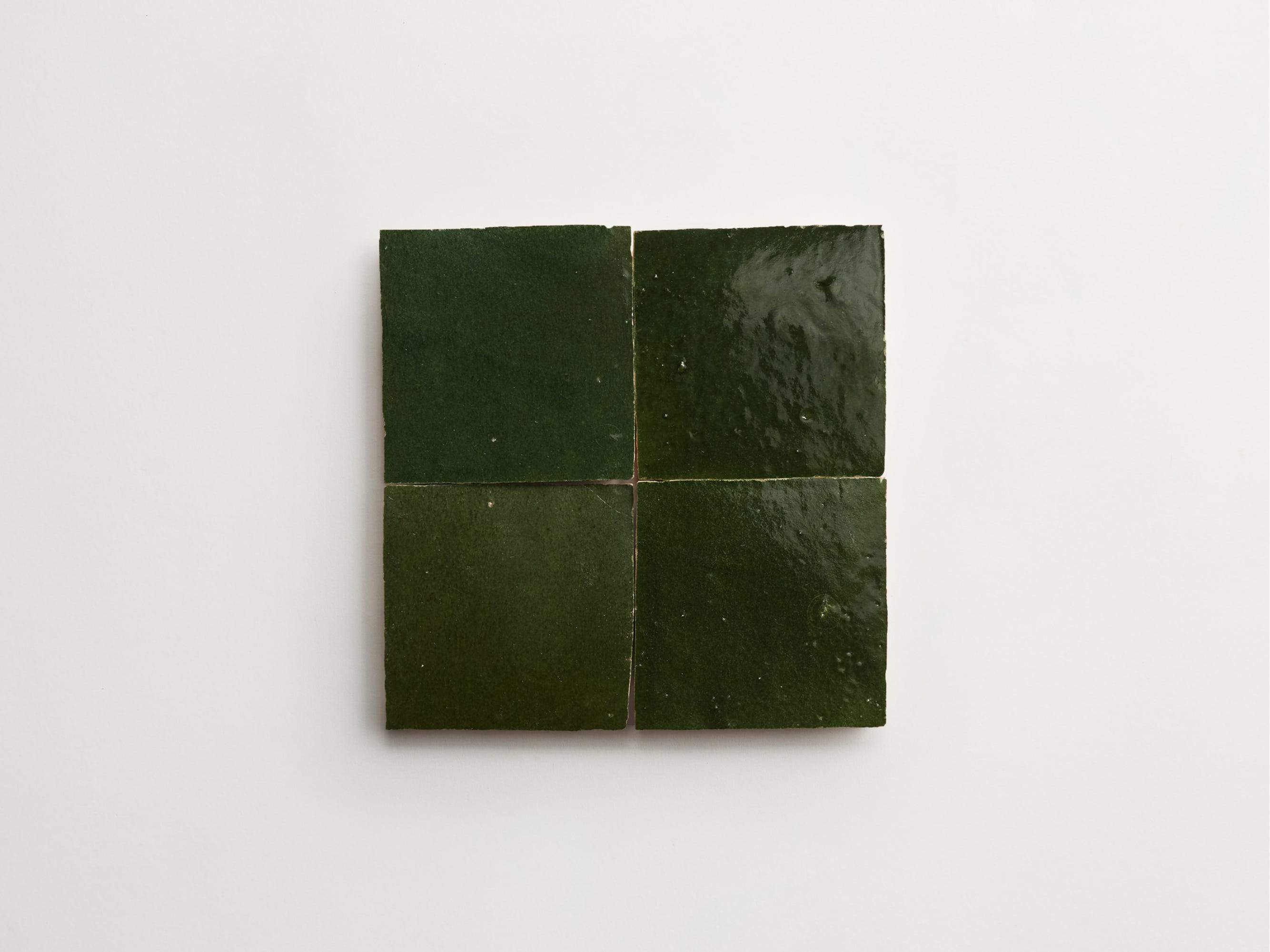 zellige | cindered olive | square ~ 4"x4"x⅜" - Image 3