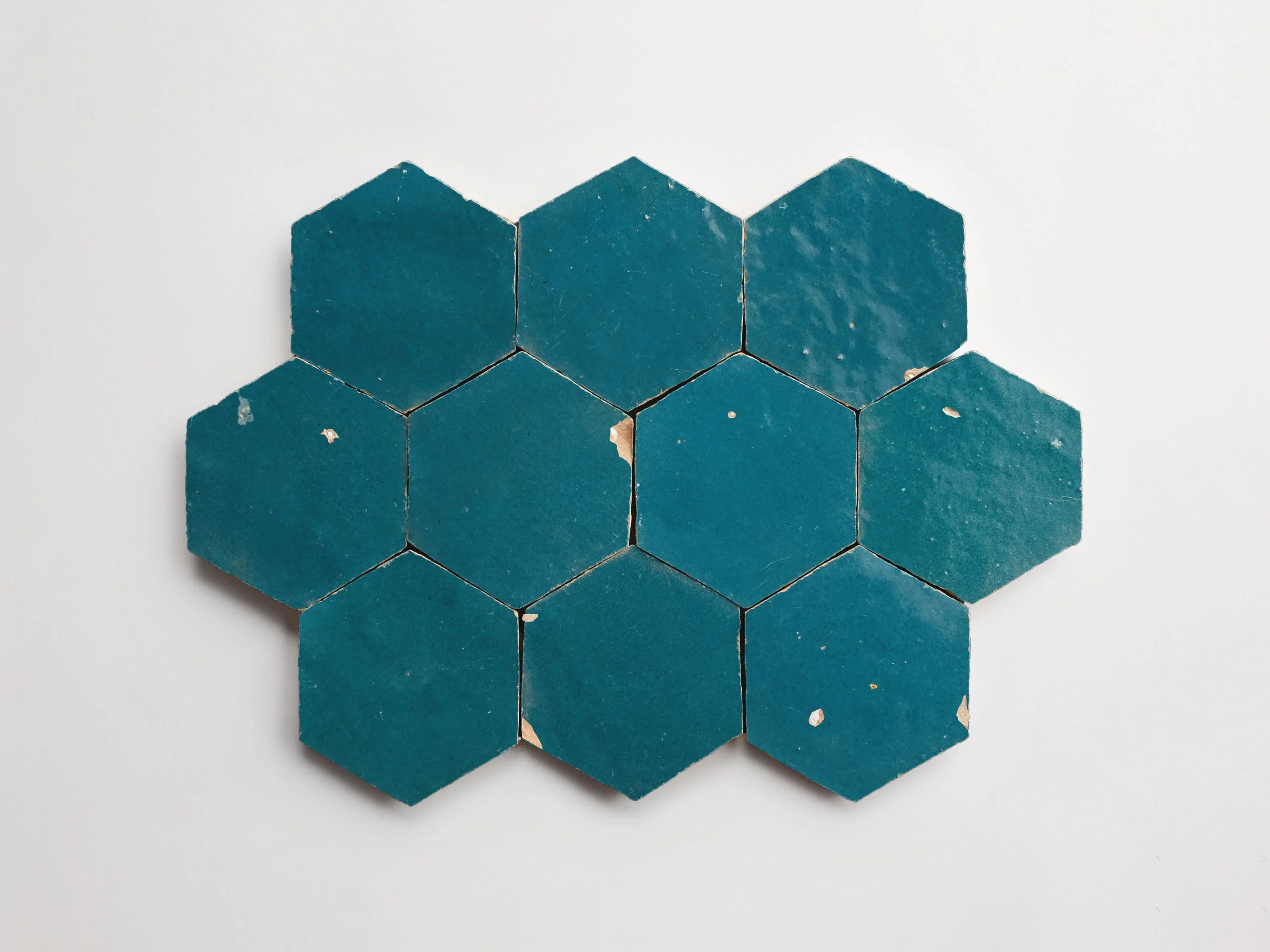 zellige | fired opal | hex ~ 3½"x4"x⅜" - Image 3