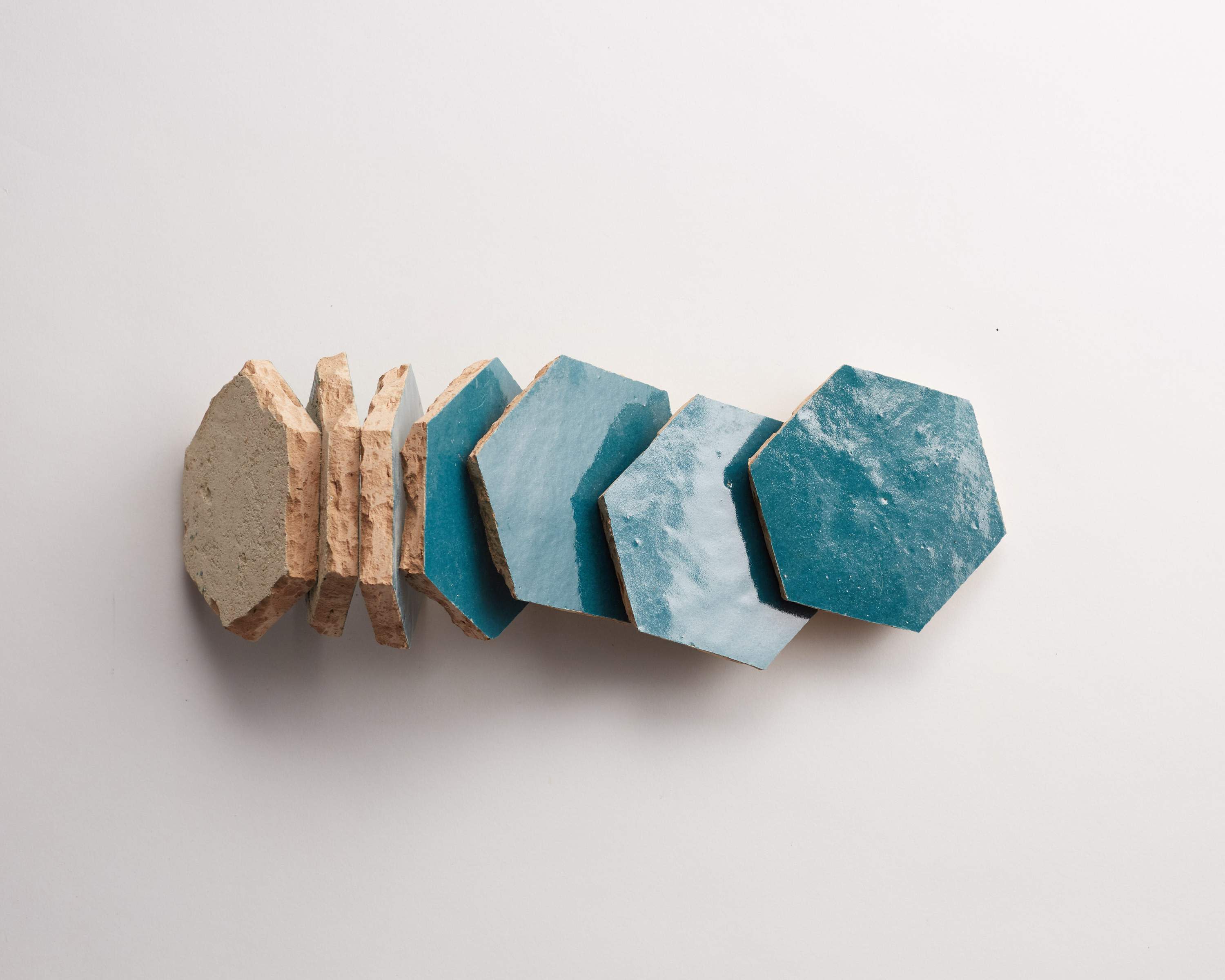 zellige | fired opal | hex ~ 3½"x4"x⅜" - Image 5