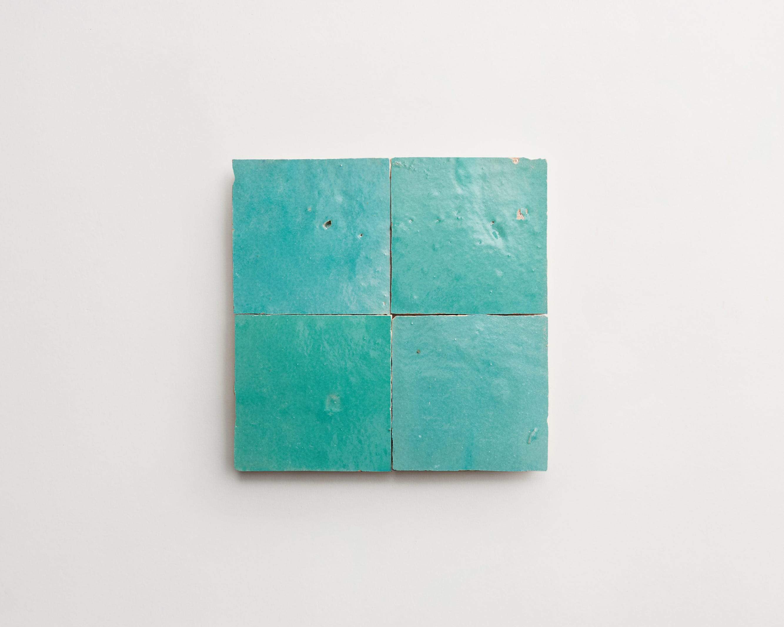 zellige | forgotten turquoise | square ~ 4"x4"x⅜" - Image 3