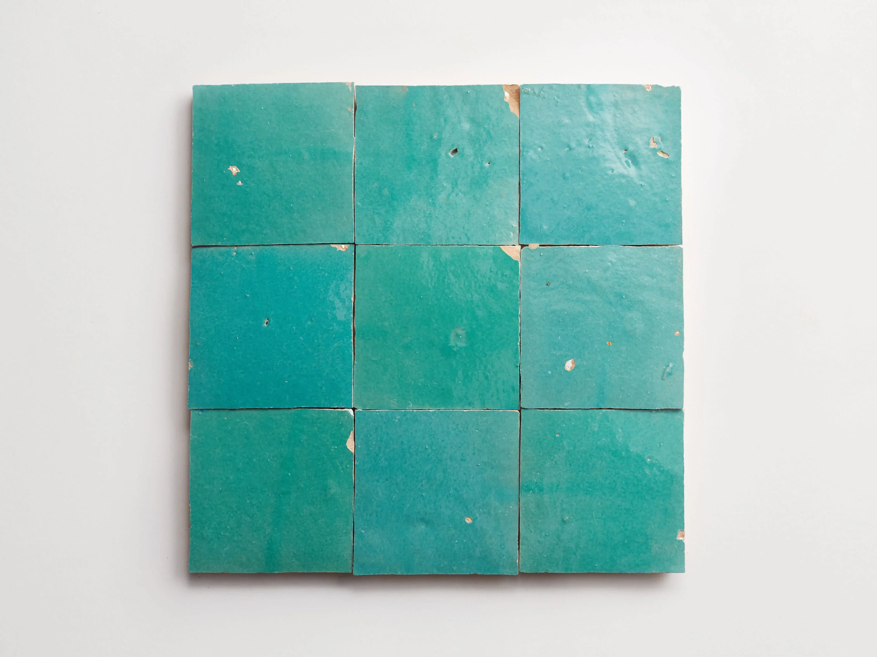 zellige | forgotten turquoise | square ~ 4"x4"x⅜" - Image 4