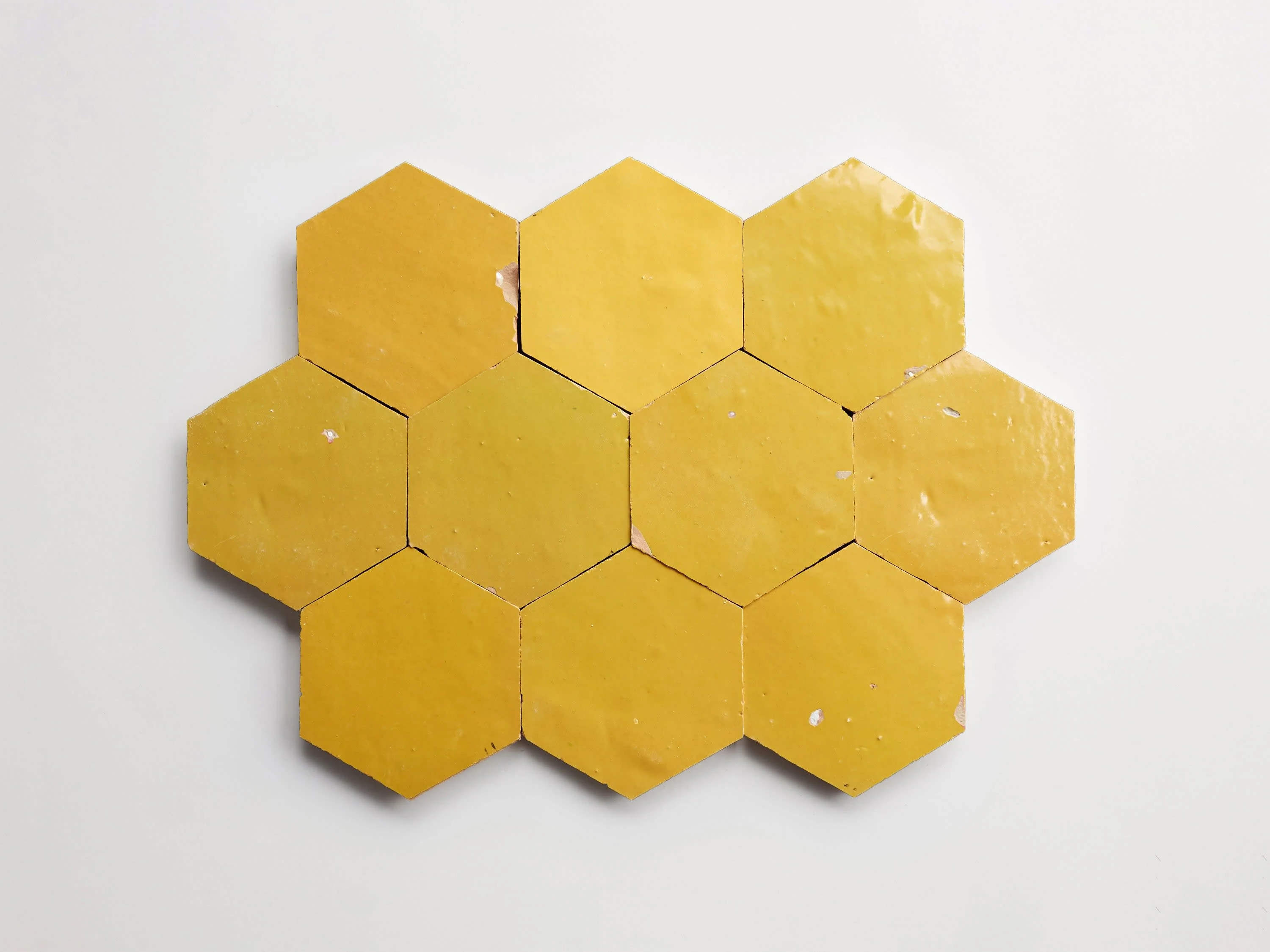 zellige | indian saffron | hex ~ 3½"x4"x⅜" - Image 4