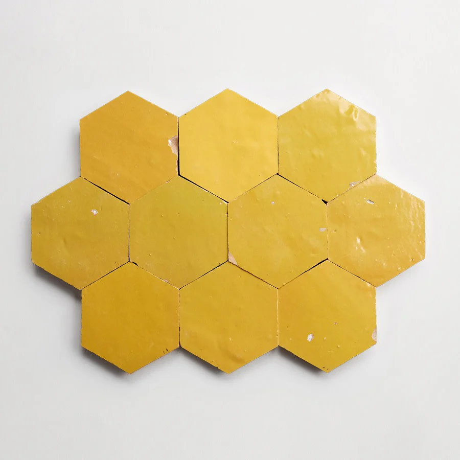 zellige | indian saffron | hex ~ 3½"x4"x⅜" - Image 6