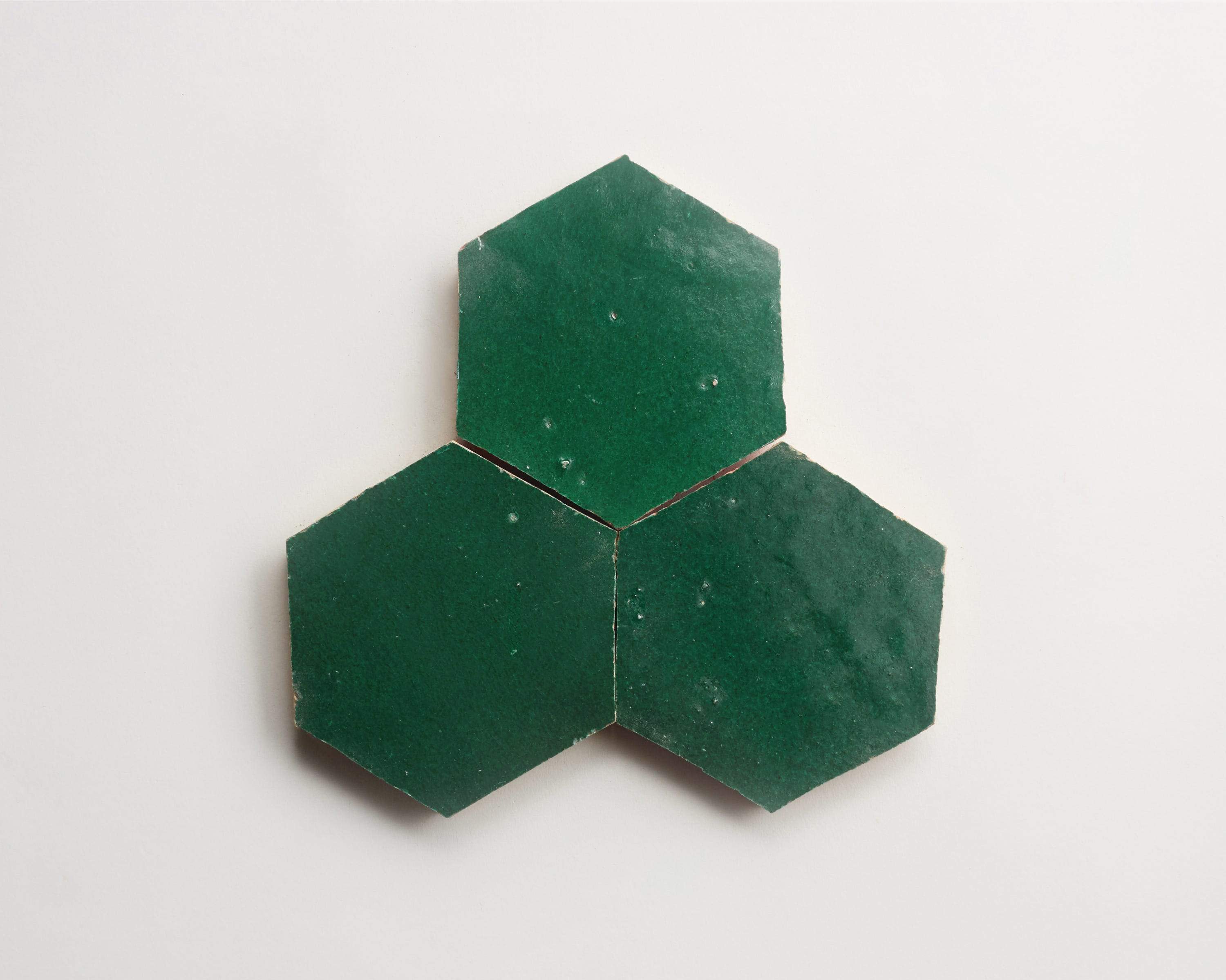 zellige | secret lagoon | hex ~ 3½"x4"x⅜" - Image 3